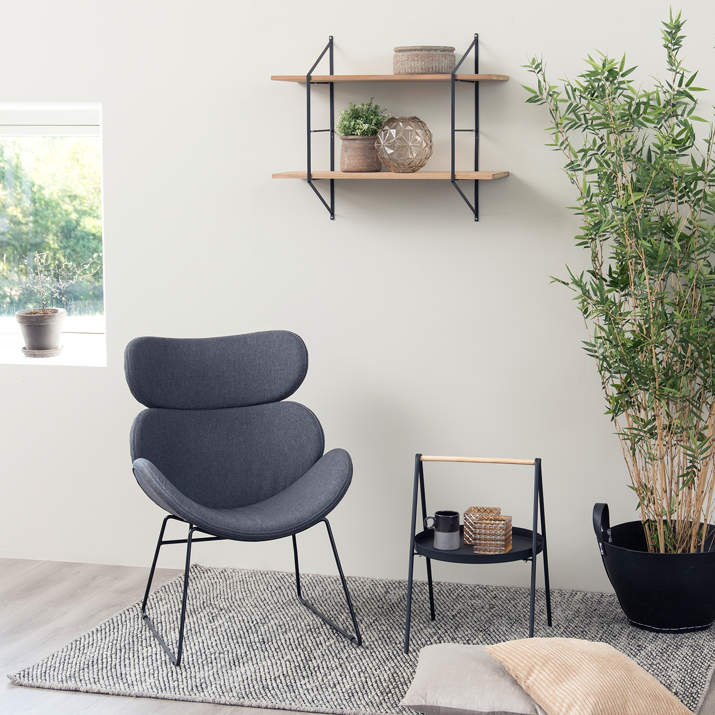 Vera houten wandrek naturel - 76 x 63 cm - wandplanken