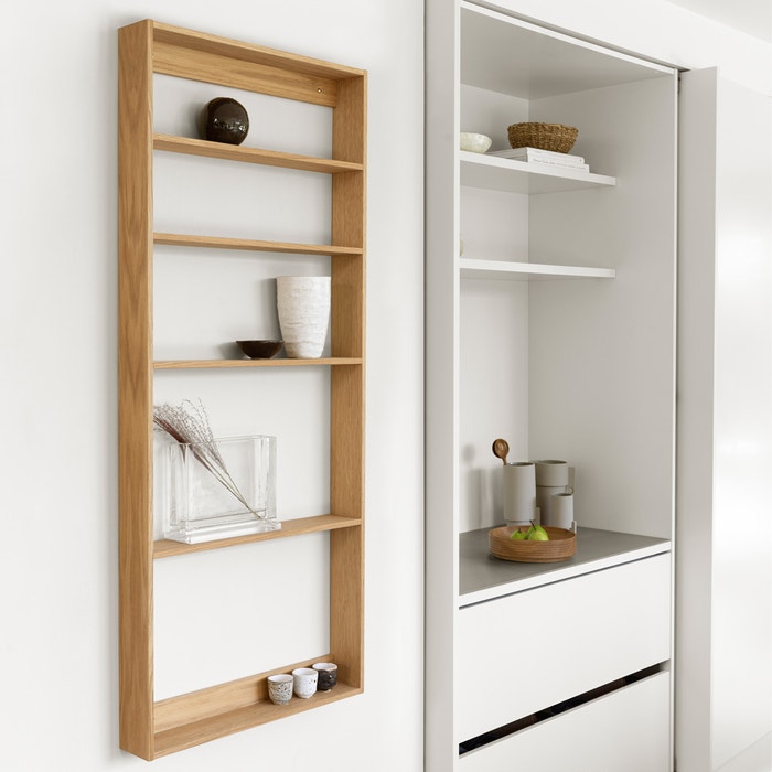 Fivesquare - Hangende wandkast - Hout - B50 x H120 x D8 cm - woonkamer - keuken - eiken - hangende kast - zwevend