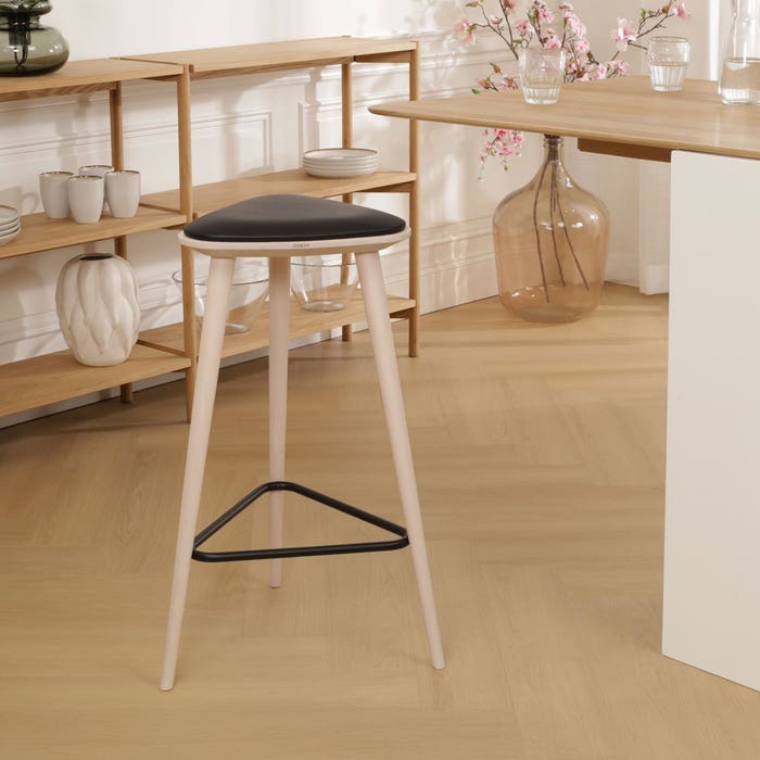 Finn houten barkruk whitewash met zitkussen - 78 cm - bar - horeca