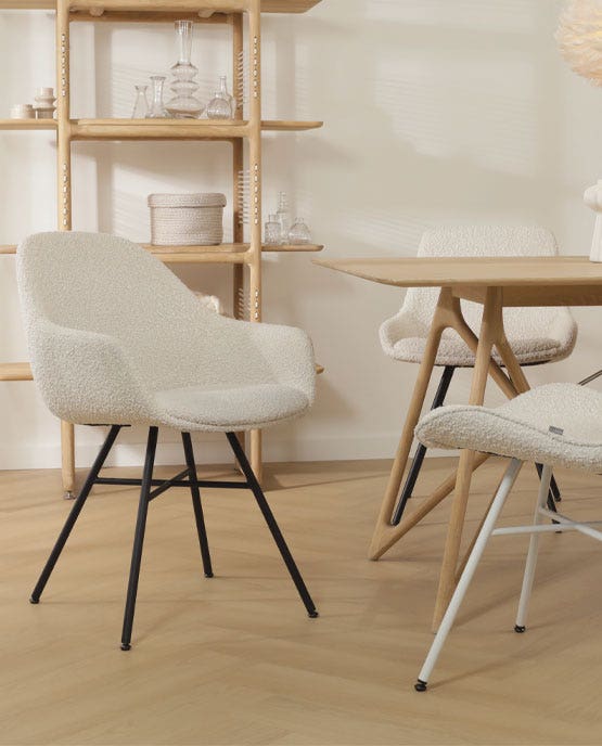 alle boucle eetkamerstoelen