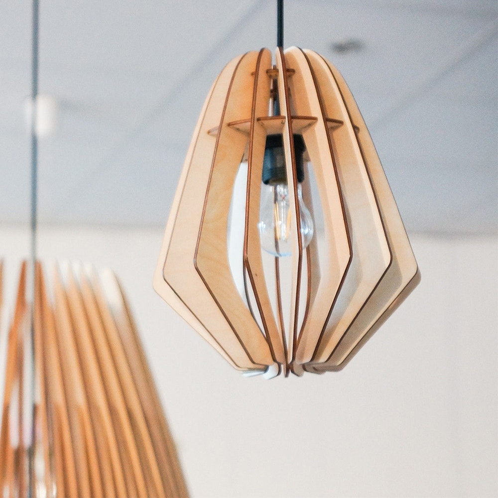 Houten lampenkap voor in de woonkamer