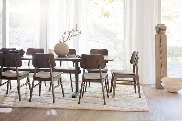 hoeveel stuks eetkamerstoelen aan een rechthoekige eettafel