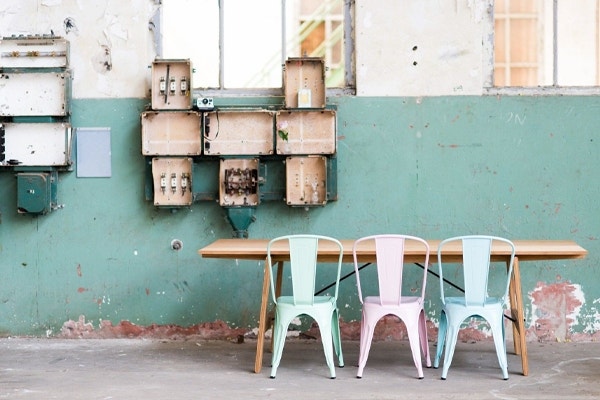 Industriële metalen eetkamerstoelen 